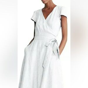 Polo Ralph Lauren White Linen Wrap Dress size 10 with pockets